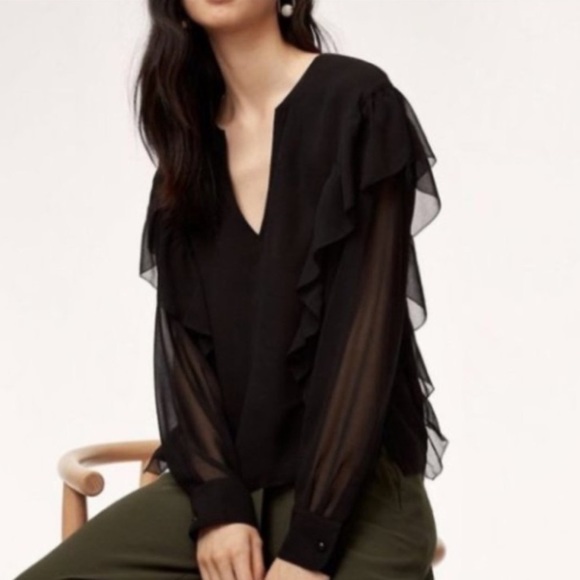 Wilfred ruffle blouse in size small in black - Picture 2 of 9
